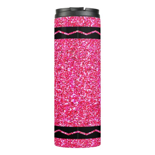 Aangepaste naam Hot Pink Glitter Crayon Drink Tumb Thermosbeker (Achterkant)