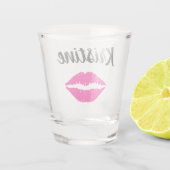 Aangepaste naam Hot Roze Lippen Kus Shot Glas (Achterkant)