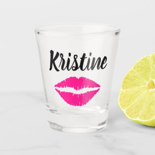 Aangepaste naam Hot Roze Lippen Kus Shot Glas
