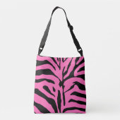 Aangepaste naam hot roze zebra huidvector crossbody tas (Achterkant)
