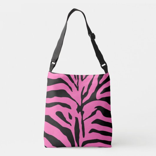 Aangepaste naam hot roze zebra huidvector crossbody tas (Achterkant)