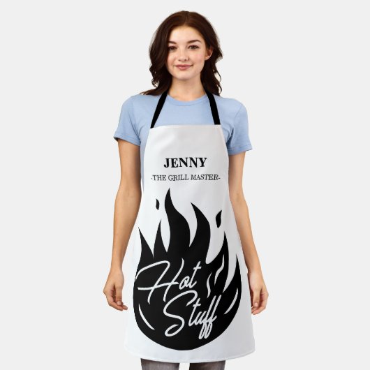 Aangepaste naam Hot stuff grap cadeau Schort (Gedragen)