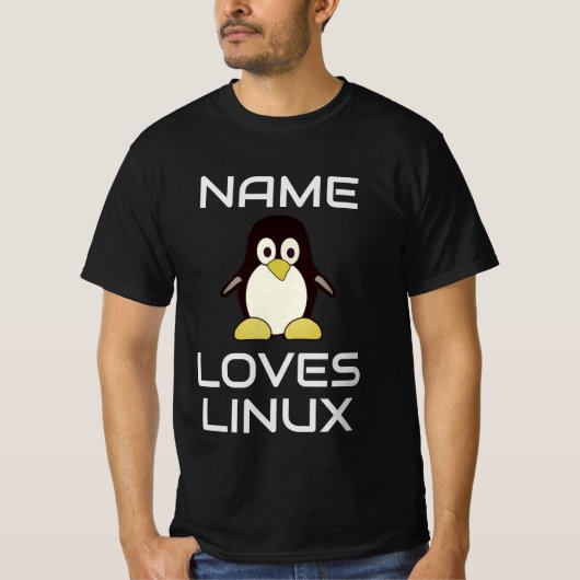 Aangepaste naam houdt van Linux T-Shirt (Voorkant)