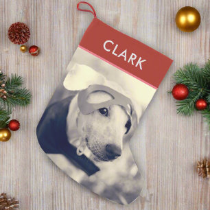 Aangepaste Naam & Huisdier Foto l Schattige Puppy Kleine Kerstsok