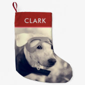 Aangepaste Naam & Huisdier Foto l Schattige Puppy  Kleine Kerstsok (Voorkant)