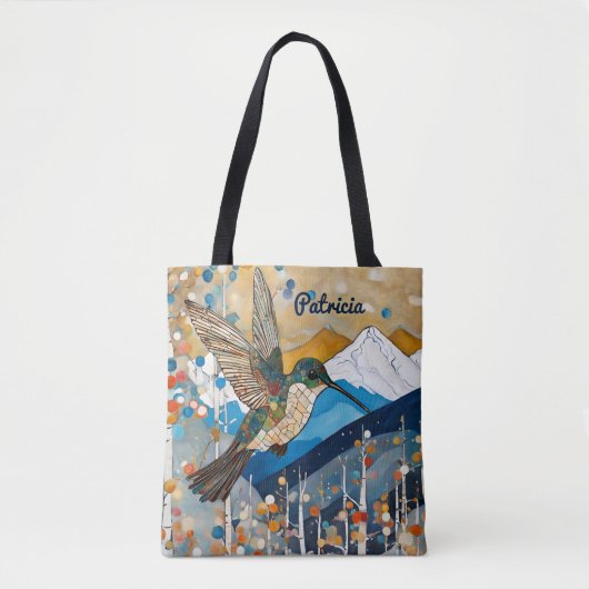 Aangepaste naam Hummingbird Tote Bag (Voorkant)