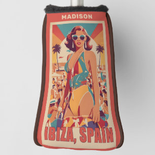 Aangepaste naam Ibiza, Spanje Reisposter Golfheadcover