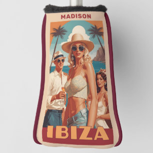 Aangepaste naam Ibiza, Spanje Reisposter Golfheadcover