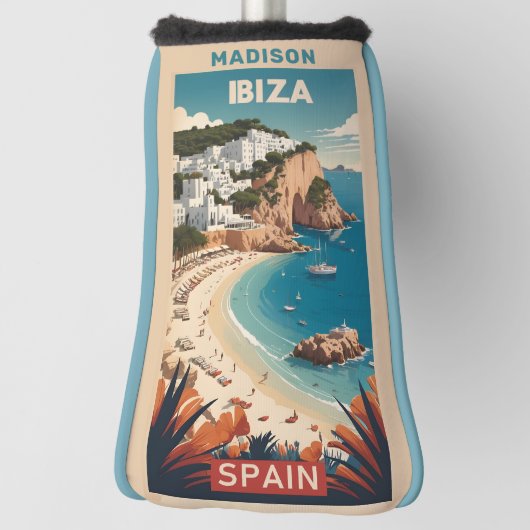 Aangepaste naam Ibiza, Spanje Reisposter Golfheadcover (Draai 90)