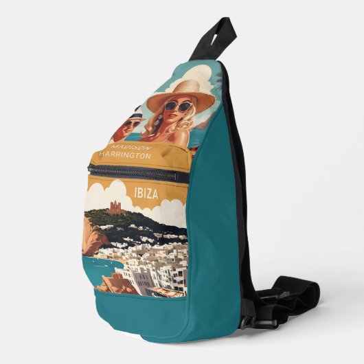 Aangepaste naam Ibiza, Spanje Reisposter Sling Bag (Rechterhoek)