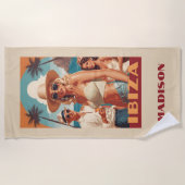 Aangepaste naam Ibiza, Spanje Reisposter Strandlaken (Voorkant)