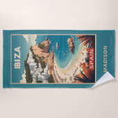 Aangepaste naam Ibiza, Spanje Reisposter Strandlaken (Voorkant)