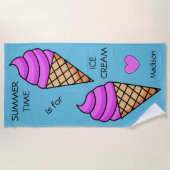 Aangepaste naam Ice Cream-badhanddoek Strandlaken (Voorkant)