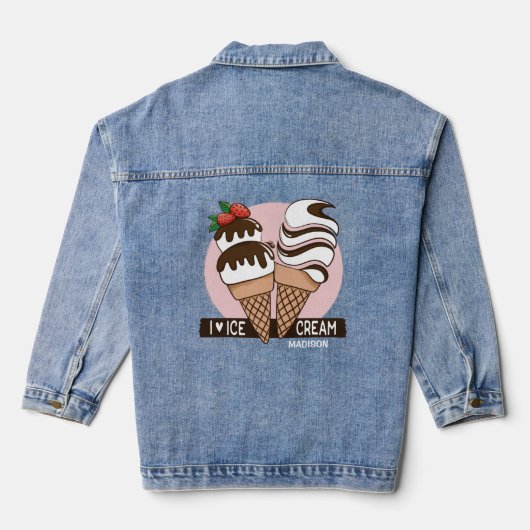Aangepaste naam Ice Cream Lover Denim Jacket (Achterkant)
