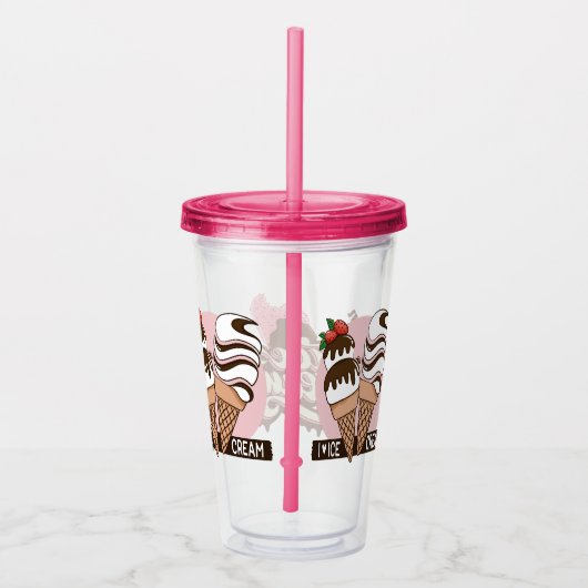 Aangepaste naam Ice Cream Lover's tumbler Acryl Drinkbeker (Rechts)