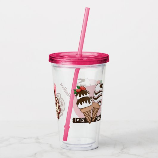 Aangepaste naam Ice Cream Lover's tumbler Acryl Drinkbeker (Achterkant)