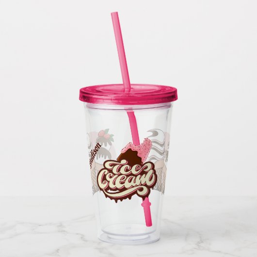 Aangepaste naam Ice Cream Lover's tumbler Acryl Drinkbeker (Links)
