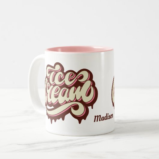 Aangepaste naam Ice Cream-mok Tweekleurige Koffiemok (Voorkant links)