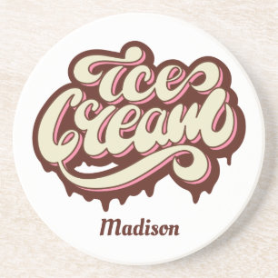 Aangepaste naam Ice Cream-onderzetter Zandsteen Onderzetter