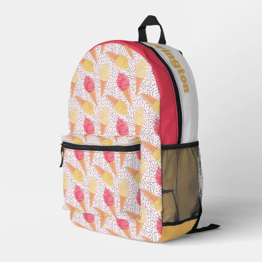 Aangepaste naam Ice Cream Pattern Bedrukte Rugzak (Achterkant Hoek Rechts)