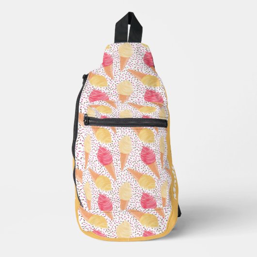 Aangepaste naam Ice Cream Pattern Sling Bag (Voorkant)