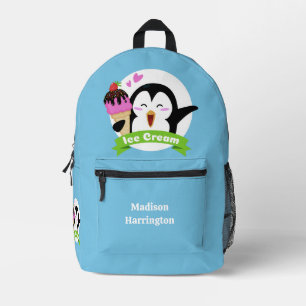Aangepaste naam Ice Cream Penguin Bedrukte Rugzak