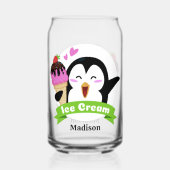 Aangepaste naam Ice Cream Penguin Blikvorm Glas (Achterkant)
