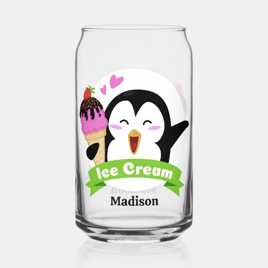 Aangepaste naam Ice Cream Penguin Blikvorm Glas (Achterkant)