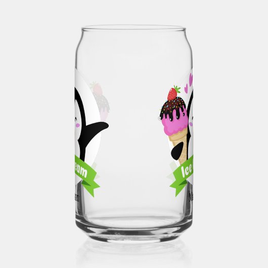 Aangepaste naam Ice Cream Penguin Blikvorm Glas (Links)