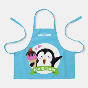 Aangepaste naam Ice Cream Penguin Schort