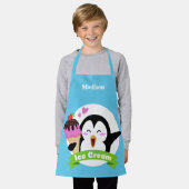 Aangepaste naam Ice Cream Penguin Schort (Gedragen)