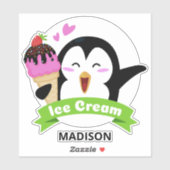 Aangepaste naam Ice Cream Penguin Sticker (Vel)