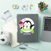 Aangepaste naam Ice Cream Penguin Sticker (iPad Cover)