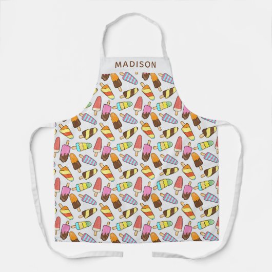 Aangepaste naam Ice Cream Popsicles Patroonpagina' Schort (Voorkant)