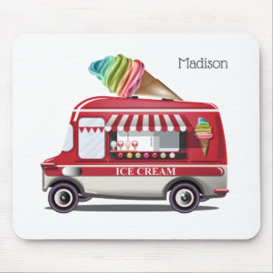 Aangepaste naam Ice Cream Truck mousepad Muismat