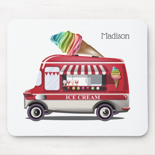 Aangepaste naam Ice Cream Truck mousepad Muismat (Voorkant)