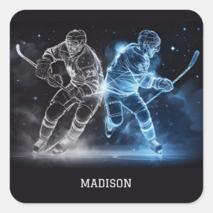 Aangepaste naam Ice Hockey Vierkante Sticker