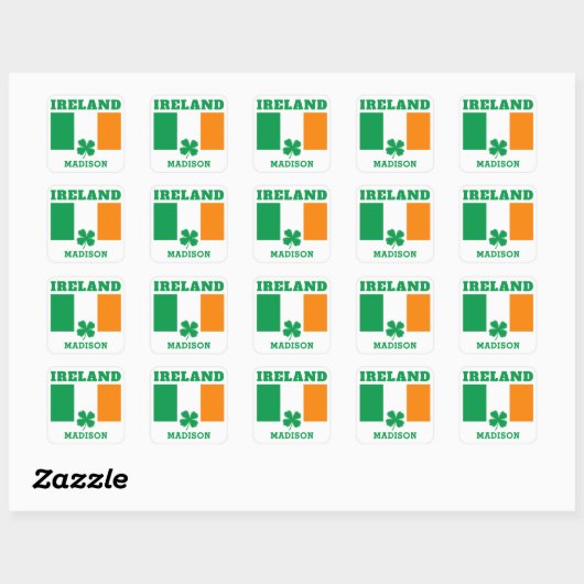 Aangepaste naam Ierland Vierkante Sticker (Vel)