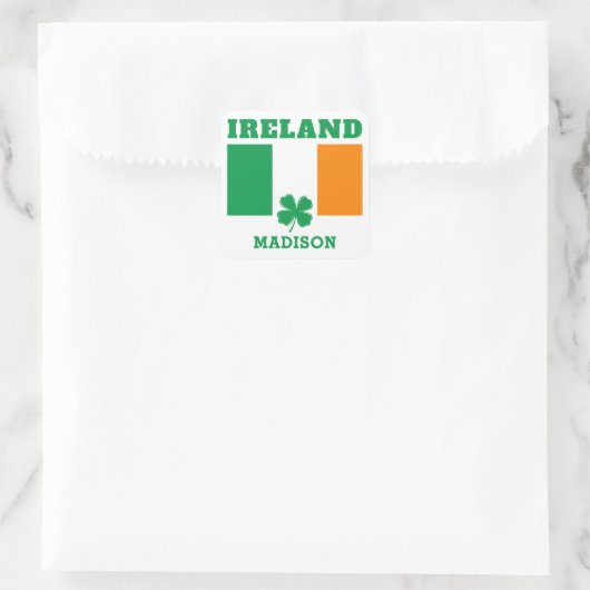 Aangepaste naam Ierland Vierkante Sticker (Tas)