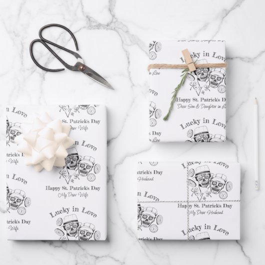 Aangepaste naam Ierse suiker schedel Paar Lucky in Inpakpapier Vel (Voorkant)