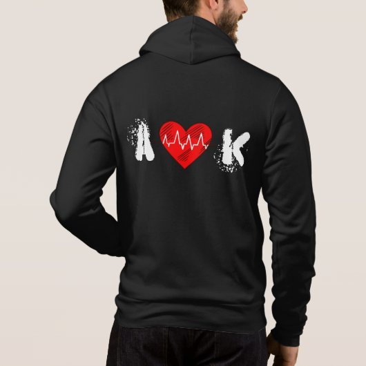 Aangepaste naam Ik hou van mijn vriendin modern zw Hoodie (Achterkant)