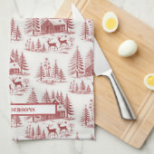 Aangepaste Naam  Illustratie Rendier Winter Theedoek (Quarter Fold)