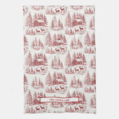 Aangepaste Naam  Illustratie Rendier Winter Theedoek (Verticaal)