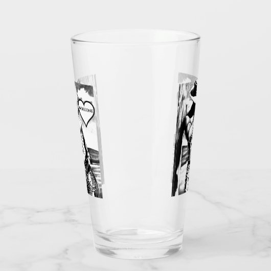 Aangepaste naam in het hart met 6-pack Cowboy Art Glas (Links)