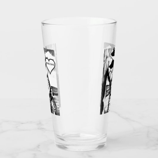 Aangepaste naam in het hart met 6-pack Cowboy Art  Glas (Rechts)