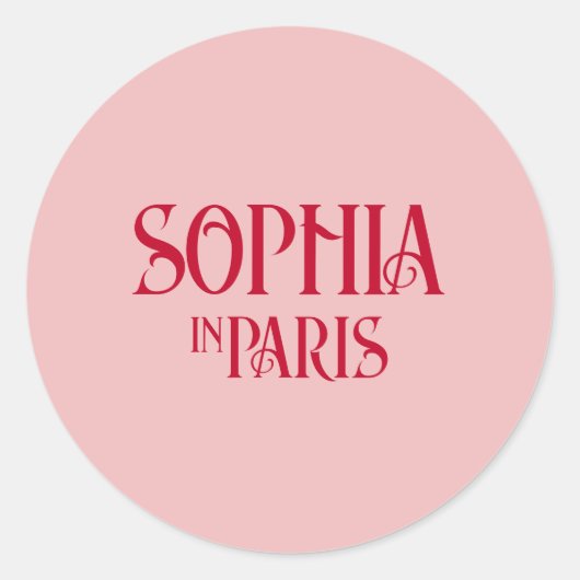 Aangepaste naam in Parijs Roze & Rode Bchelorette Ronde Sticker (Voorkant)