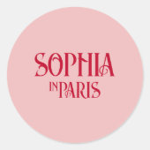 Aangepaste naam in Parijs Roze & Rood Bchelorette Ronde Sticker (Voorkant)