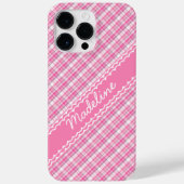 Aangepaste naam in Pink Pset Tartan Patroon Case-Mate iPhone Case (Achterkant)
