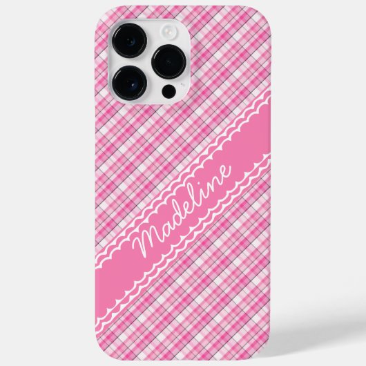 Aangepaste naam in Pink Pset Tartan Patroon Case-Mate iPhone Case (Achterkant)