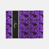 Aangepaste naam indigo glitter paarse roller derby fleece deken (Voorkant (Horizontaal))